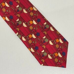 Frank‎ Lloyd Wright Men's Red Geometric Necktie "Confetti" Abstract Pattern 58"